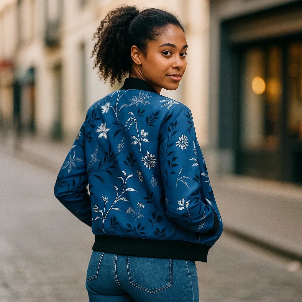 Kwiatowa Kurtka Pilotka Clotilde – Lekka Kurtka Damska z Wzorem - vivano - warszawa