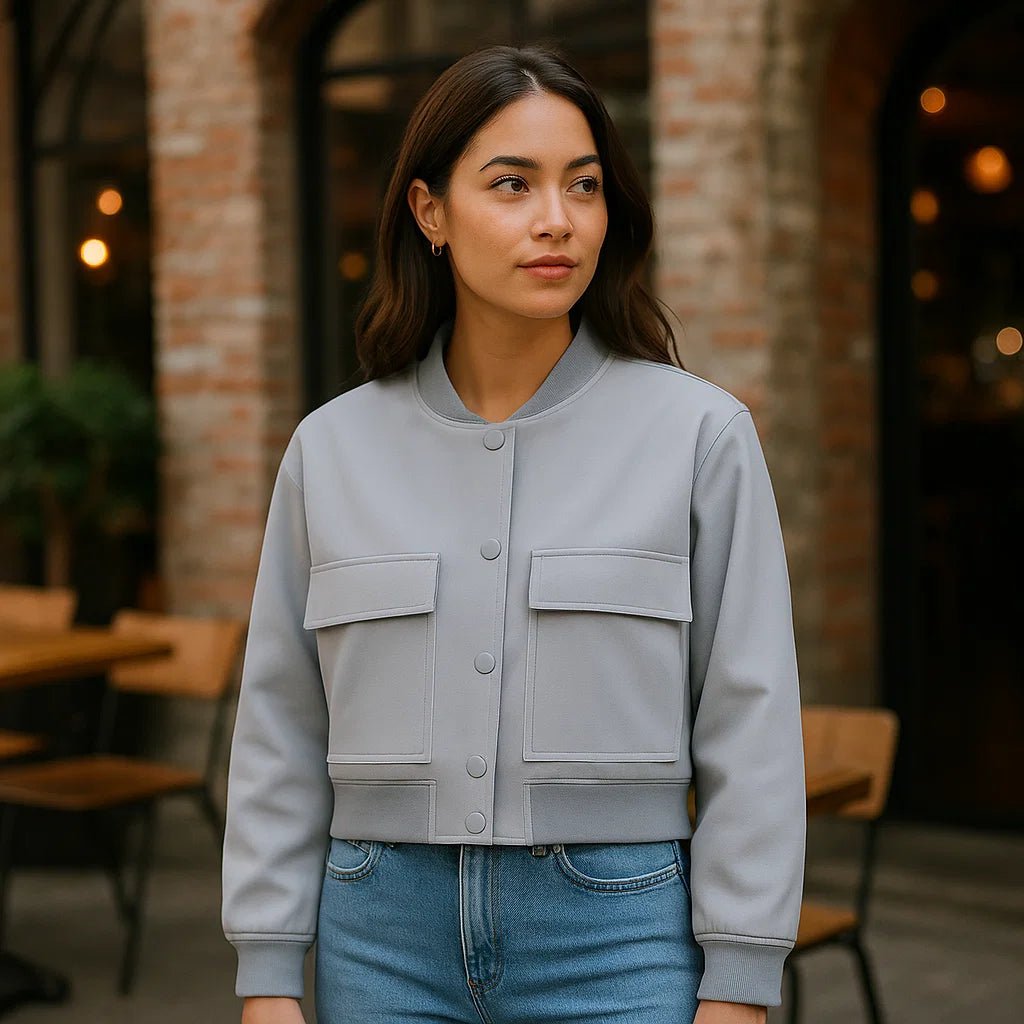 Miękka beżowa kurtka pilotka dla kobiet - Komfortowy, swobodny styl - vivano - warszawa