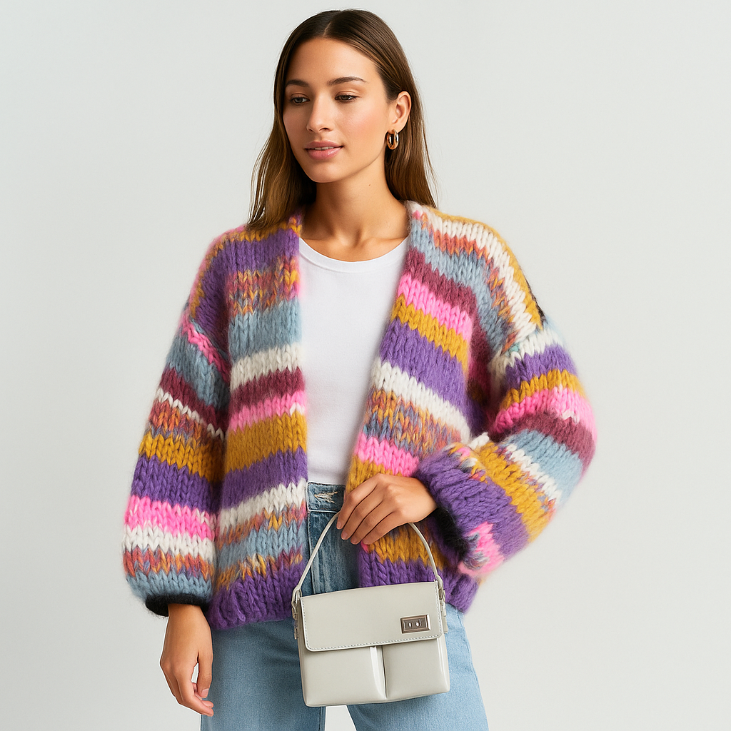 Stilla - Wielokolorowy Kardigan - Miękki Komfort - Stylowy Przytulny Design