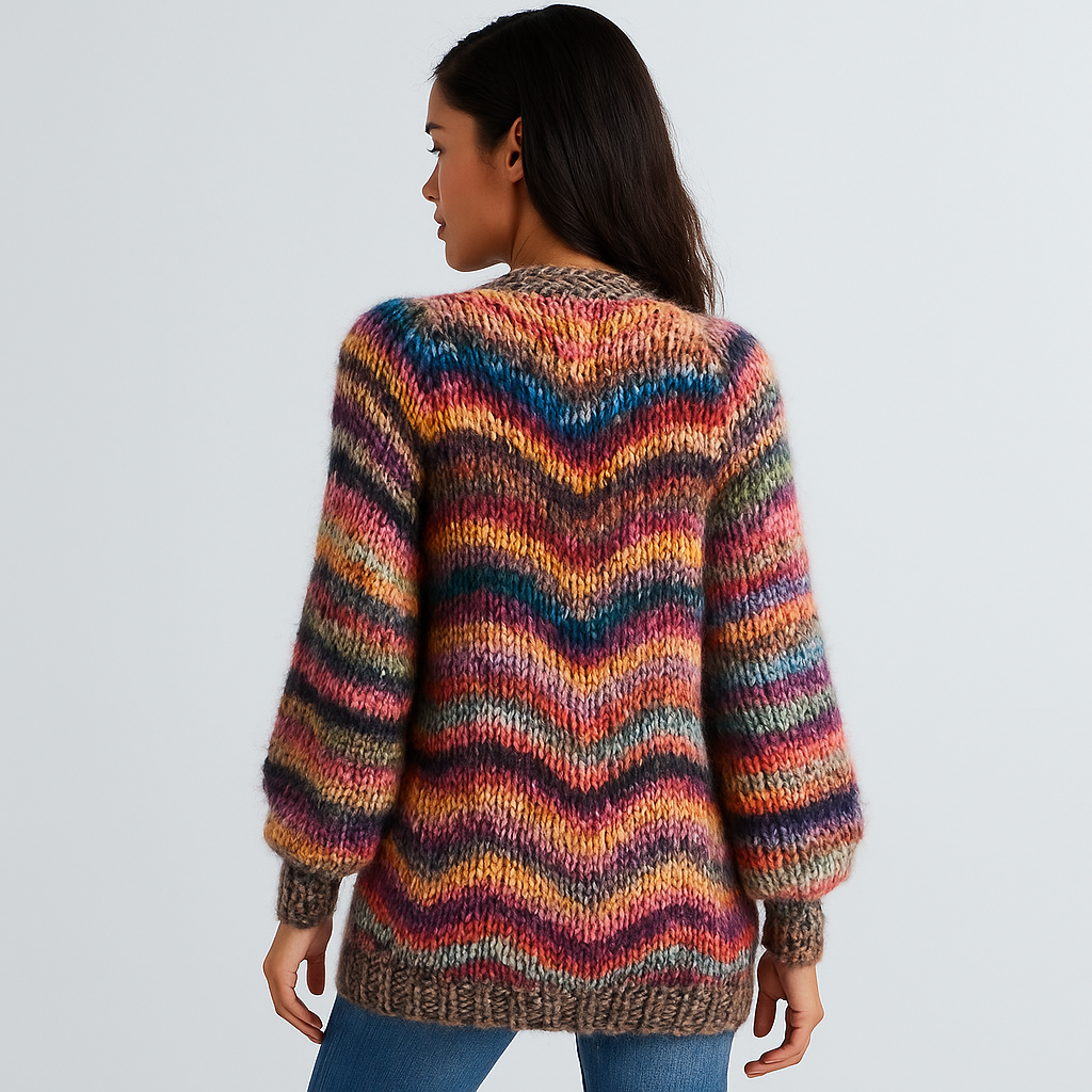 Wielokolorowy Kardigan Kaszmirowy - Miękki Komfort - Elegancka Stylizacja