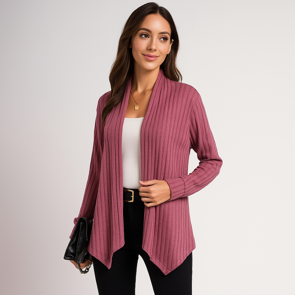Sweter kardigan - otwarty krój - oddychająca tekstura - lekki komfort