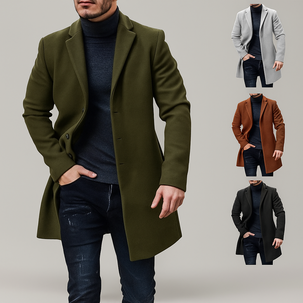 Męski Casual Płaszcz z Guzikami - Stylowy - Wygodny - Uniwersalny