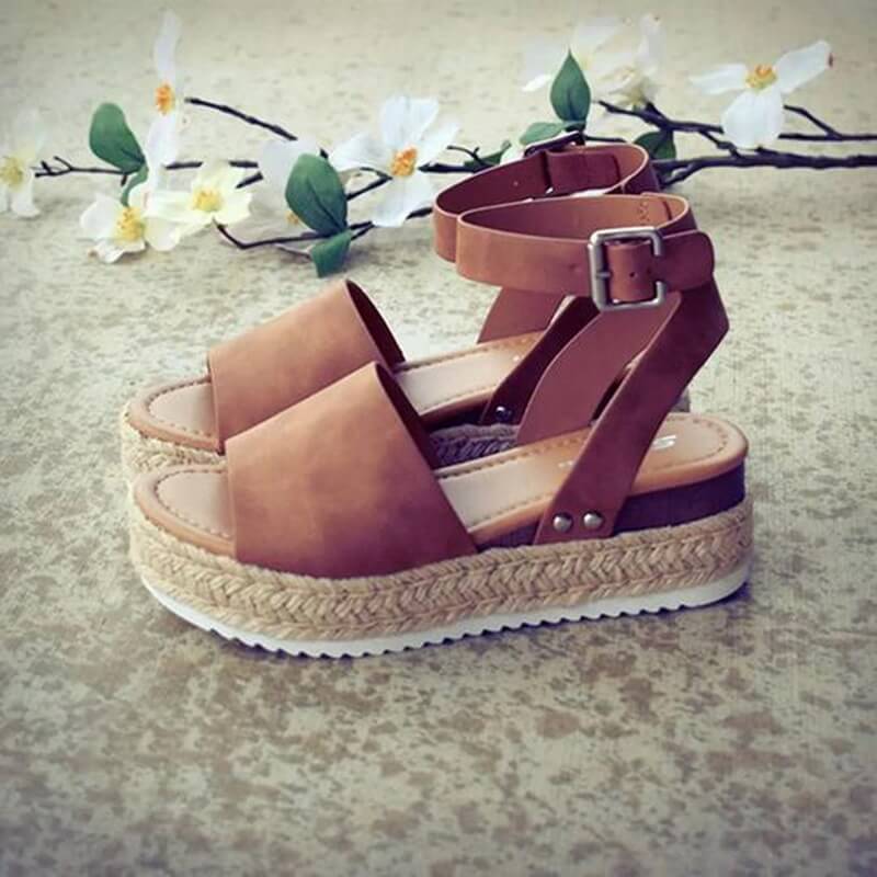 Damskie Espadryle Sandały - Koturnie z Paskiem Livia