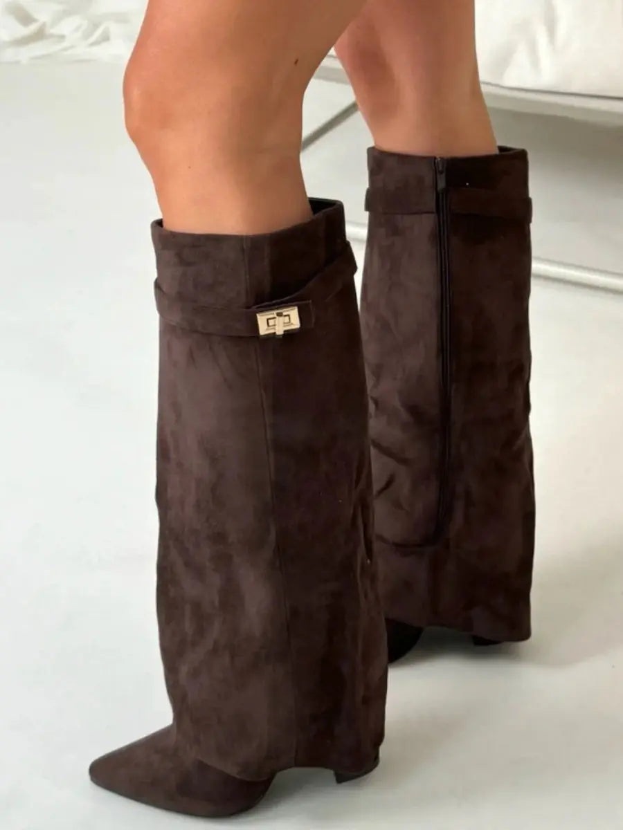 Eleganckie wysokie botki z zamszu - Moda damska - Styl i komfort vivano-warszawa