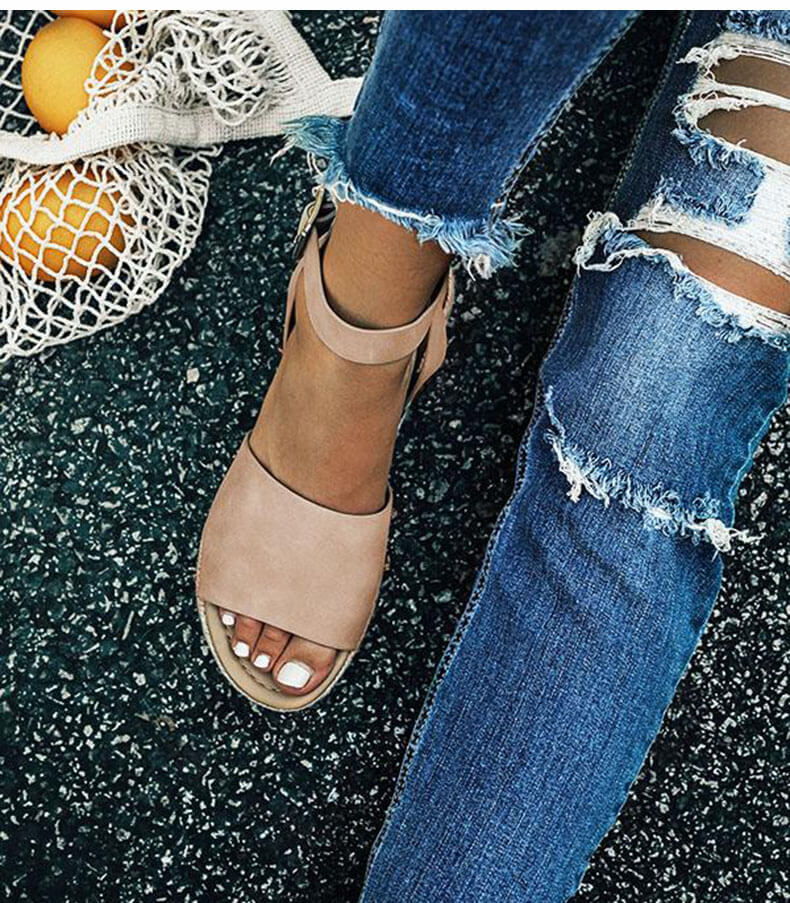 Damskie Espadryle Sandały - Koturnie z Paskiem Livia