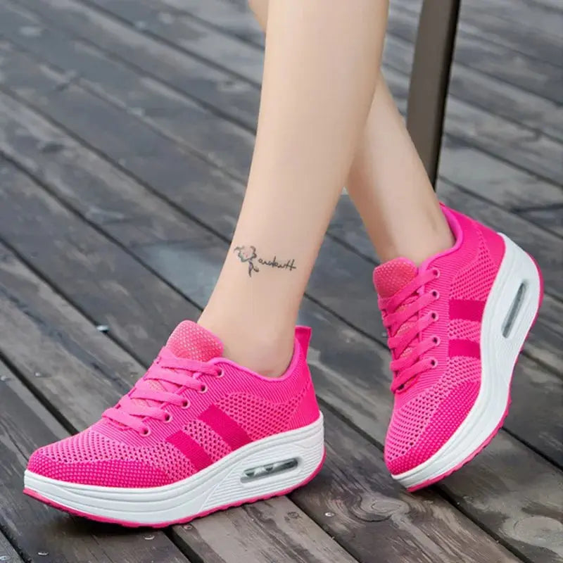 Sneakersy z Grubą Podeszwą - Sznurowadła Damskie - Styl Casual vivano-warszawa