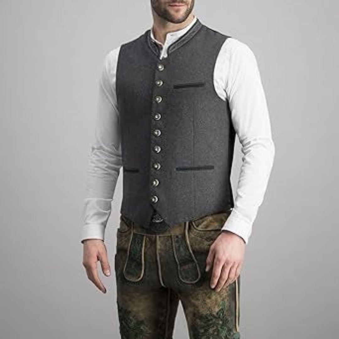 Męska Kamizelka Trachten - Wysokiej Jakości Tkanina - Klasyczna Elegancka Kamizelka na Imprezę