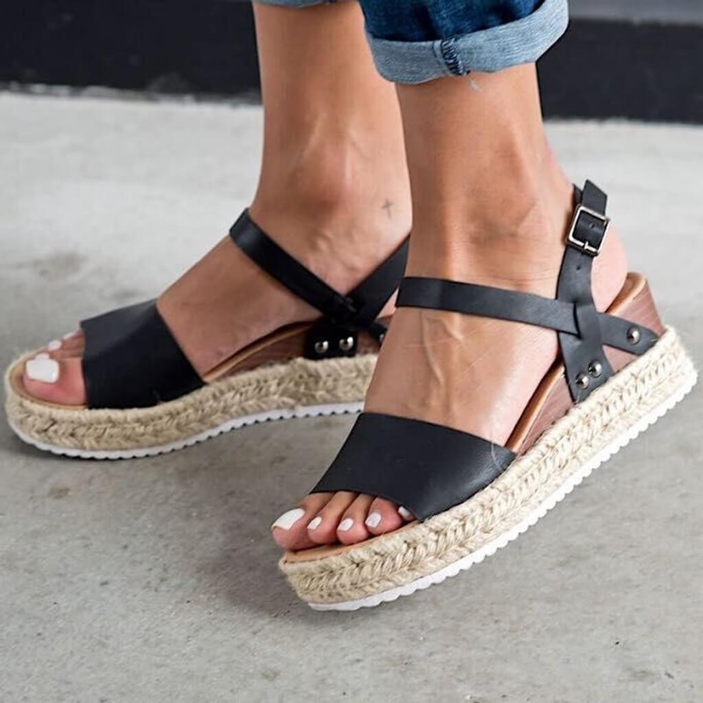 Damskie Espadryle Sandały - Koturnie z Paskiem Livia