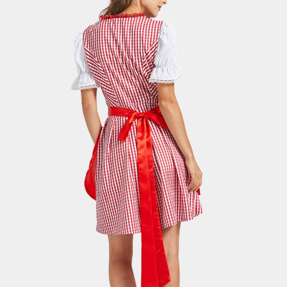 Sukienka Dirndl dla kobiet - Elegancka Czerwona - Wysokiej jakości materiał - Oktoberfest Trachten