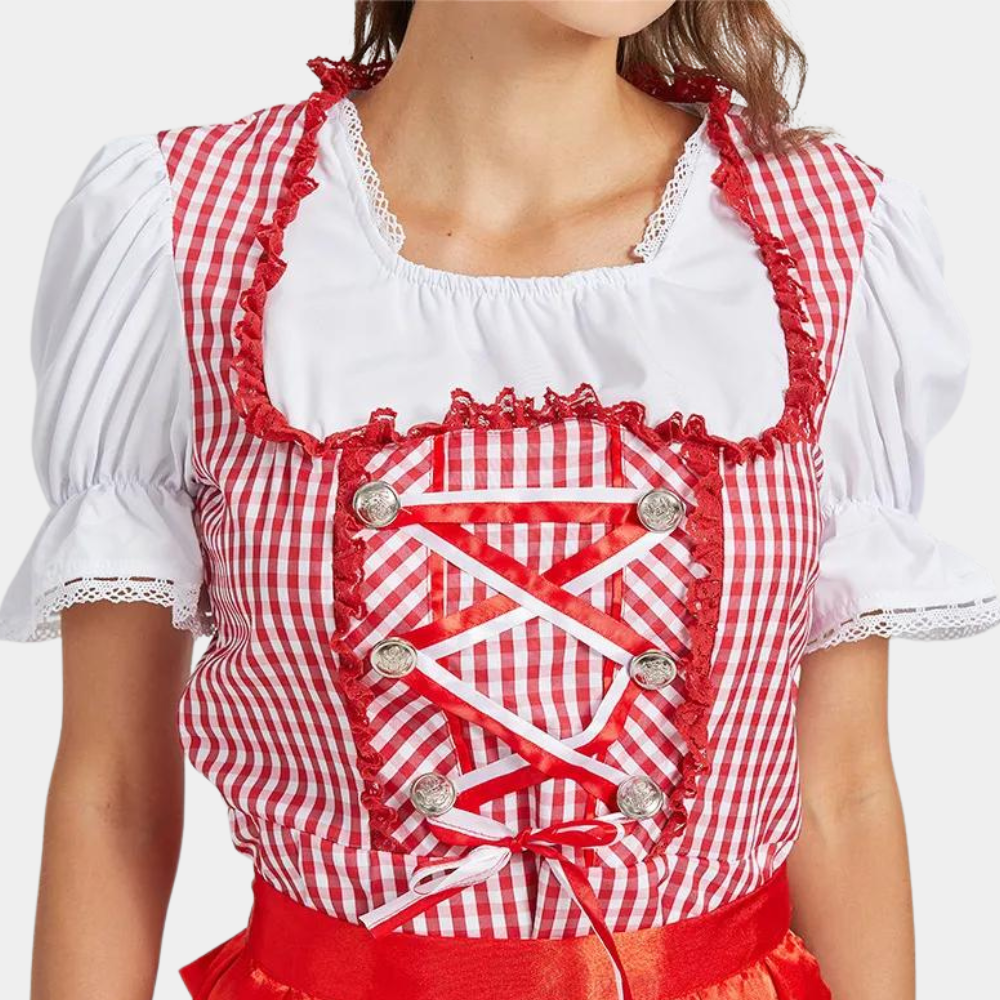 Sukienka Dirndl dla kobiet - Elegancka Czerwona - Wysokiej jakości materiał - Oktoberfest Trachten