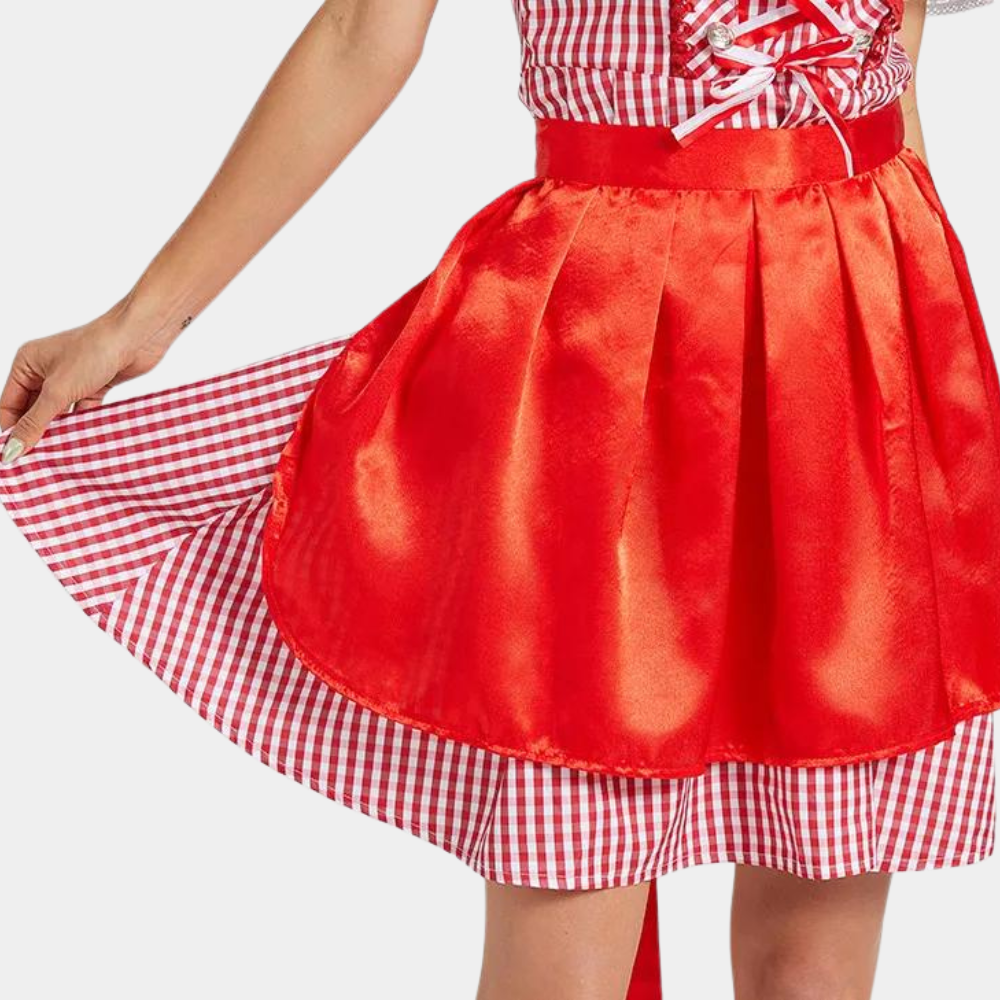 Sukienka Dirndl dla kobiet - Elegancka Czerwona - Wysokiej jakości materiał - Oktoberfest Trachten