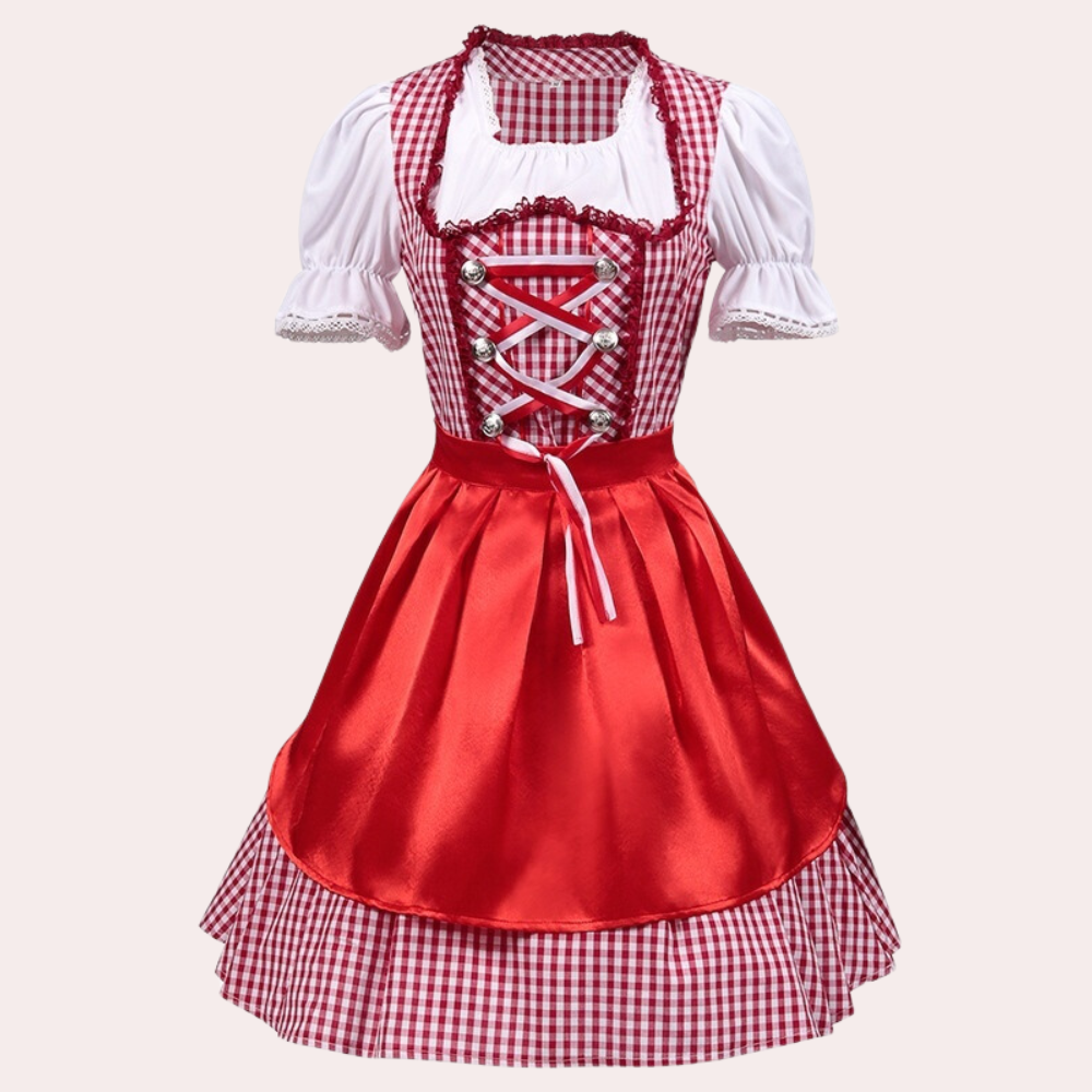 Sukienka Dirndl dla kobiet - Elegancka Czerwona - Wysokiej jakości materiał - Oktoberfest Trachten