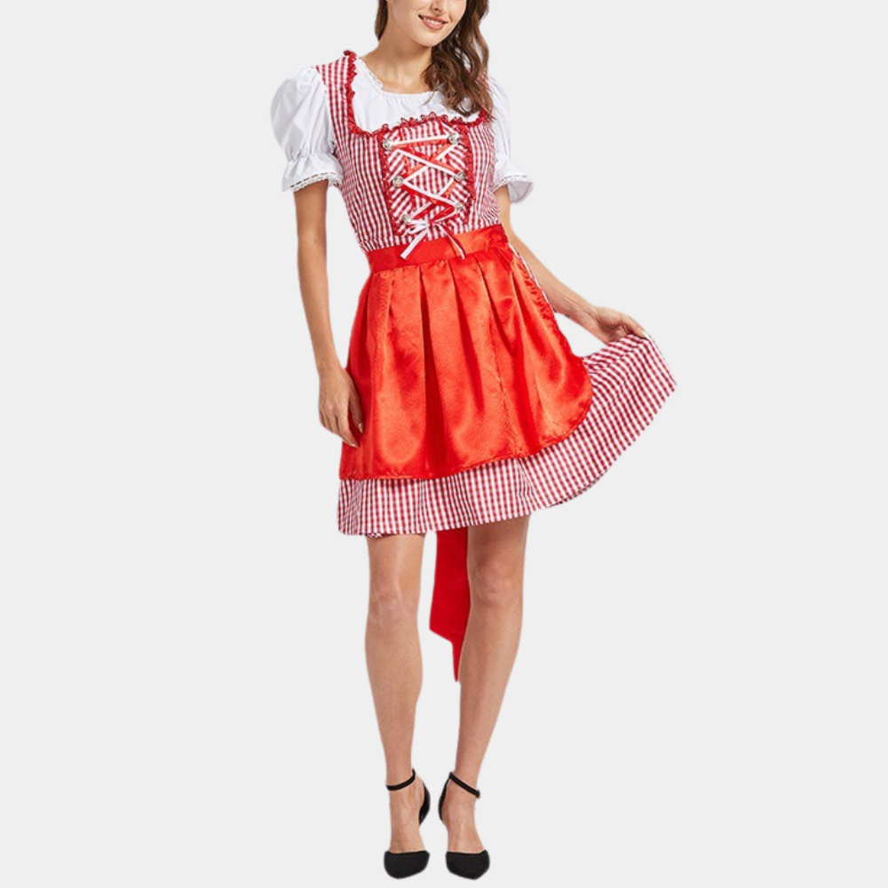 Sukienka Dirndl dla kobiet - Elegancka Czerwona - Wysokiej jakości materiał - Oktoberfest Trachten