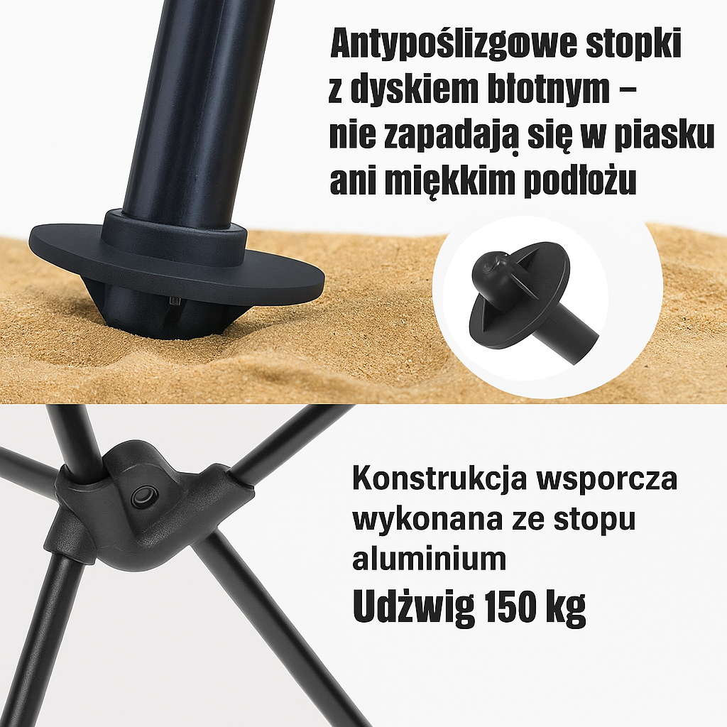 Składane Krzesło Kempingowe - Lekkie z Podłokietnikiem