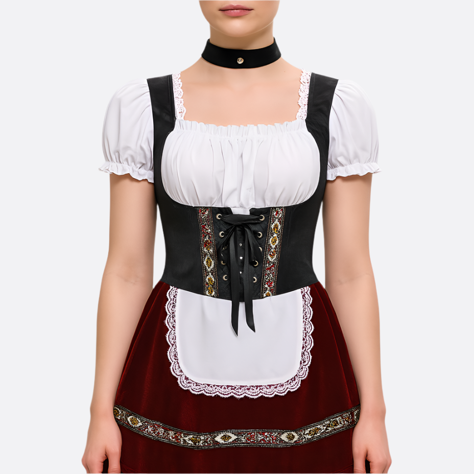 Elegancka Mini Dirndl Sukienka - Wysokiej Jakości Materiał - Oktoberfest Trachten