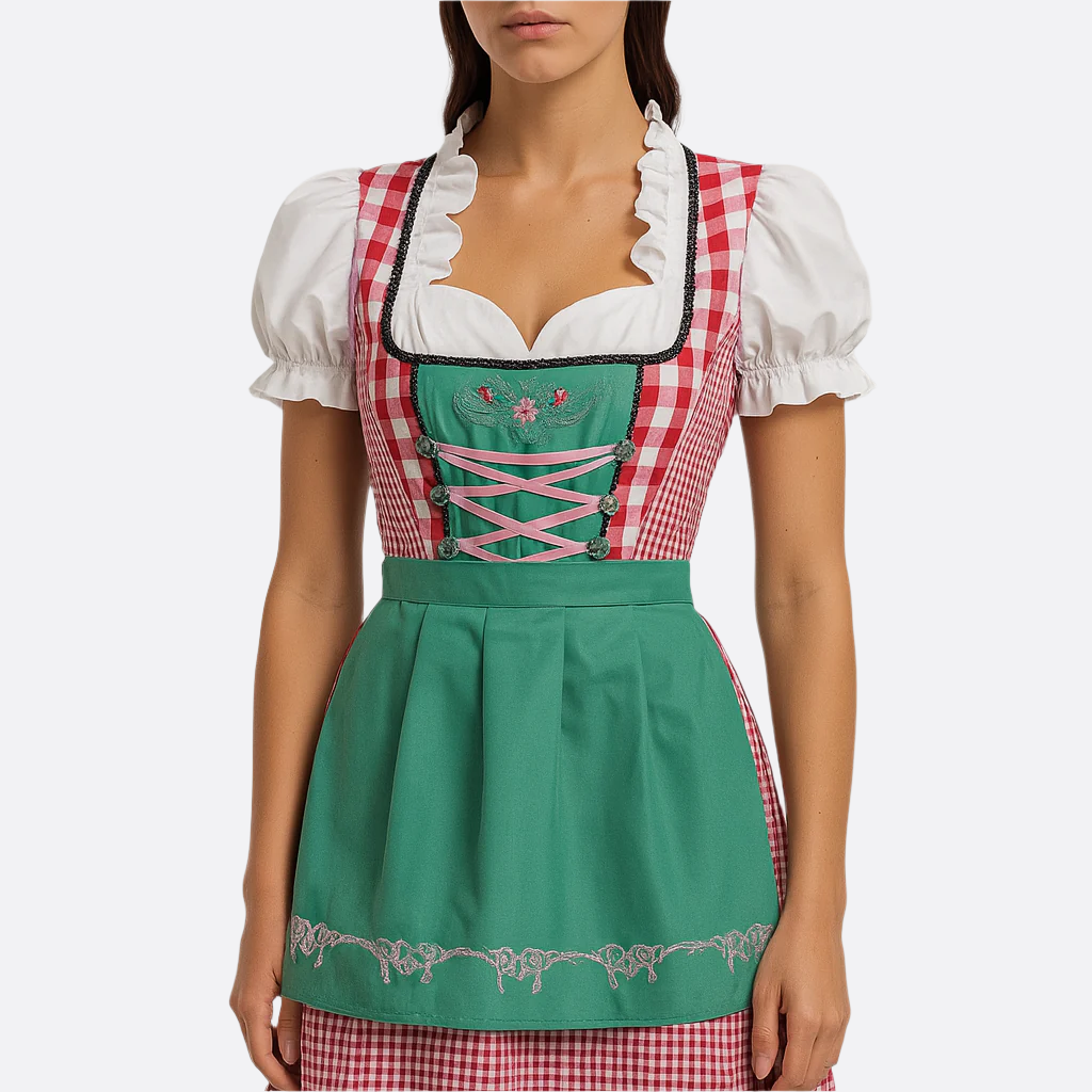 Kobiece Sukienka Dirndl na Oktoberfest - Miękki Materiał - Klasyczny Styl - Szczegółowa Tradycyjna Sukienka Festiwalowa