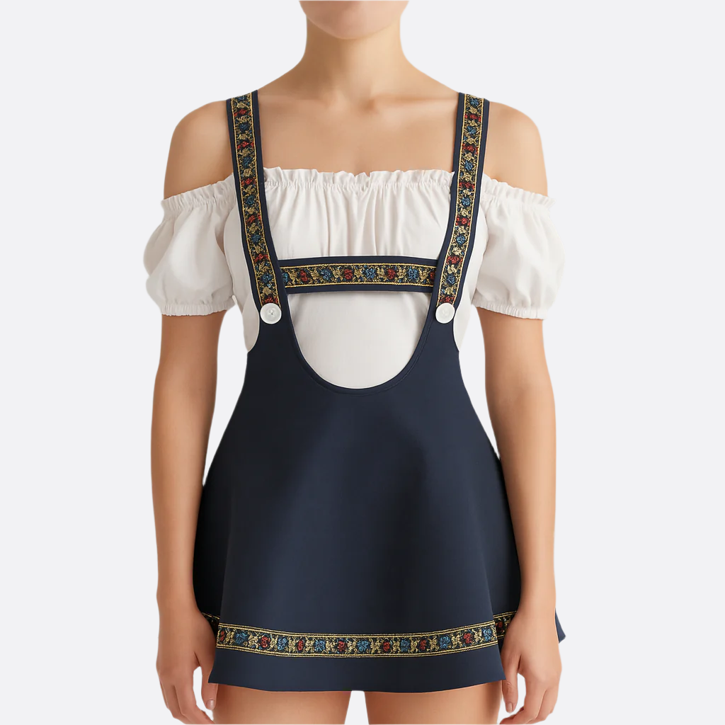 Sukienka Mini Dirndl - Mieszanka materiałów - Idealna na Oktoberfest