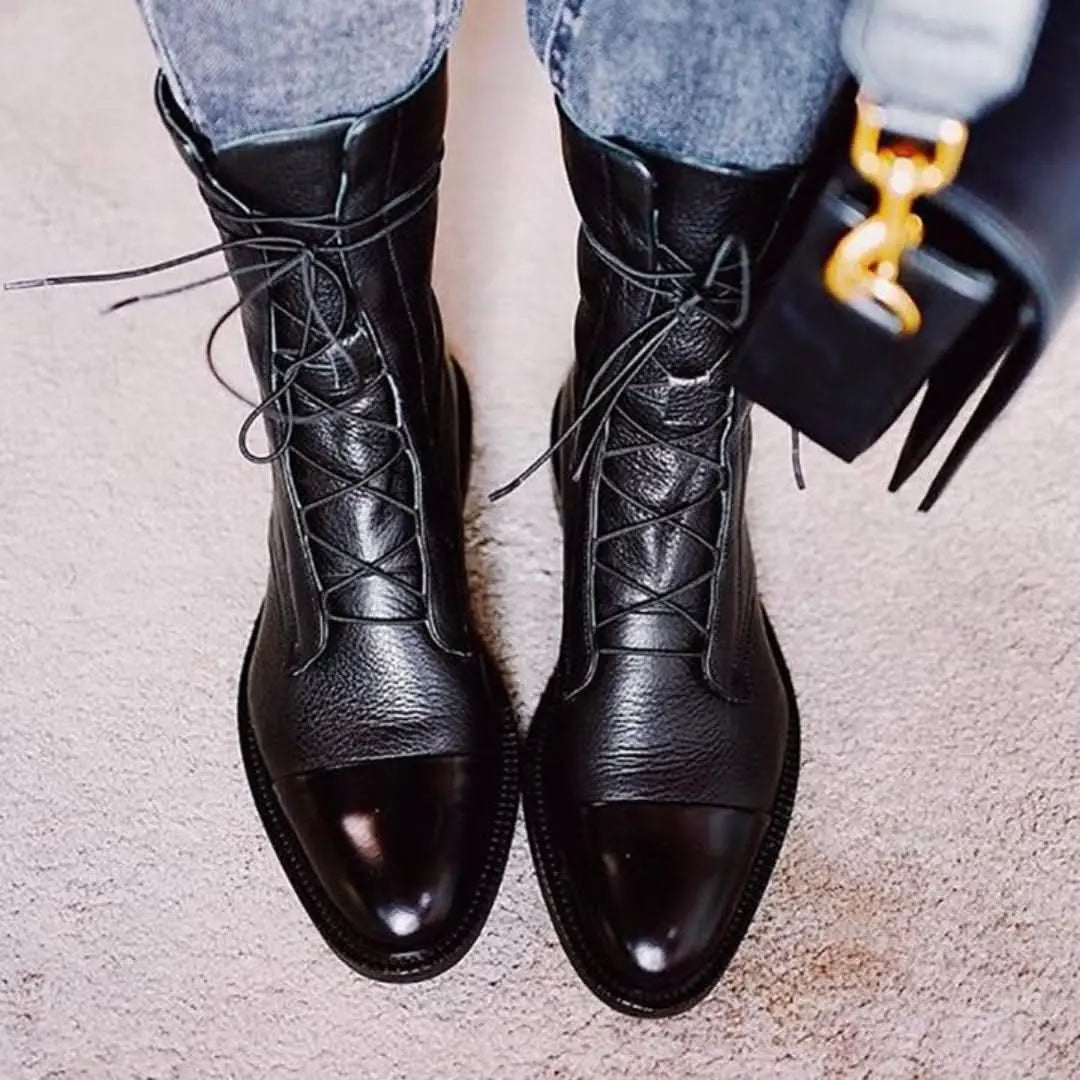 Vivano - Hannah Skórzane Botki-Boots-vivano-warszawa