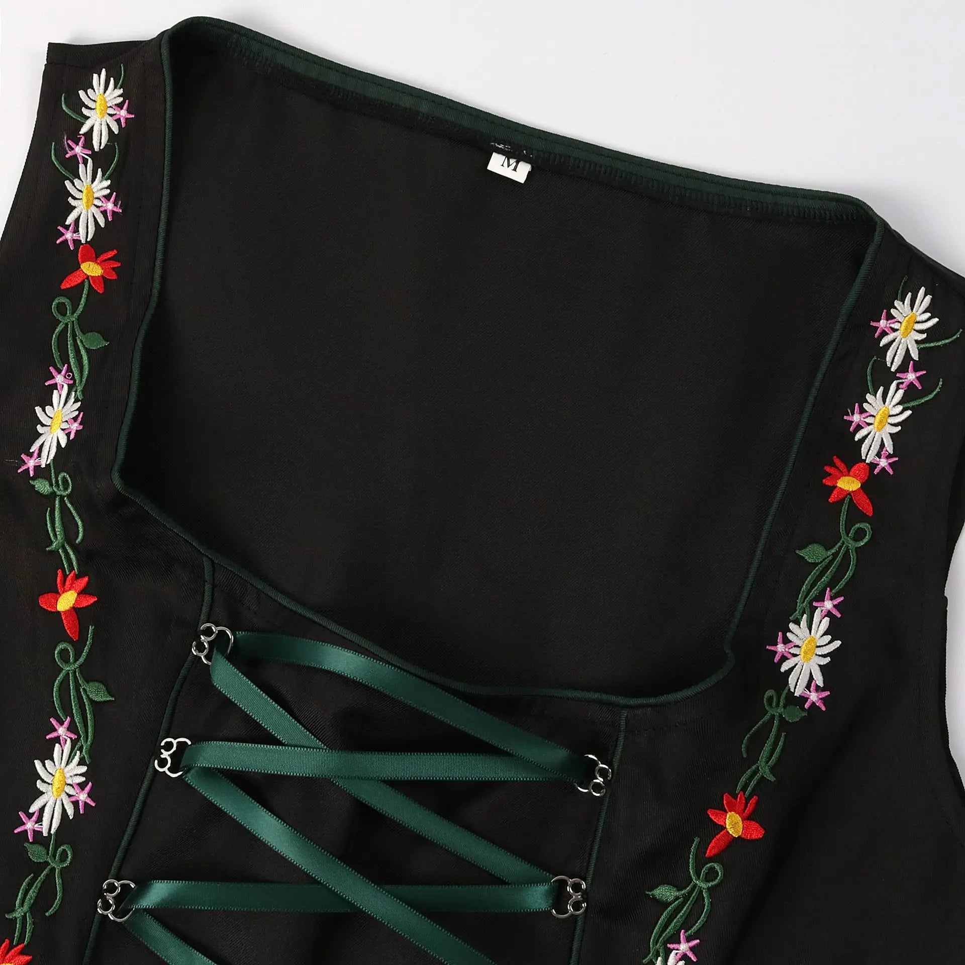 Damska sukienka dirndl - Lettere Stof - Zielona & Czarna - Gotowa na Oktoberfest