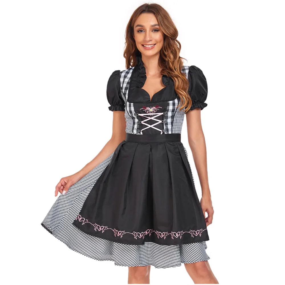 Sukienka Dirndl dla kobiet - Oddychający komfort - Tradycyjna czarna - Gotowa na Oktoberfest