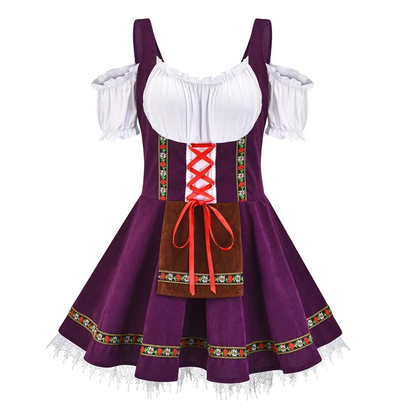 Damska Mini Dirndl Sukienka - Lekki Materiał - Elegancka Moda Trachten na Oktoberfest