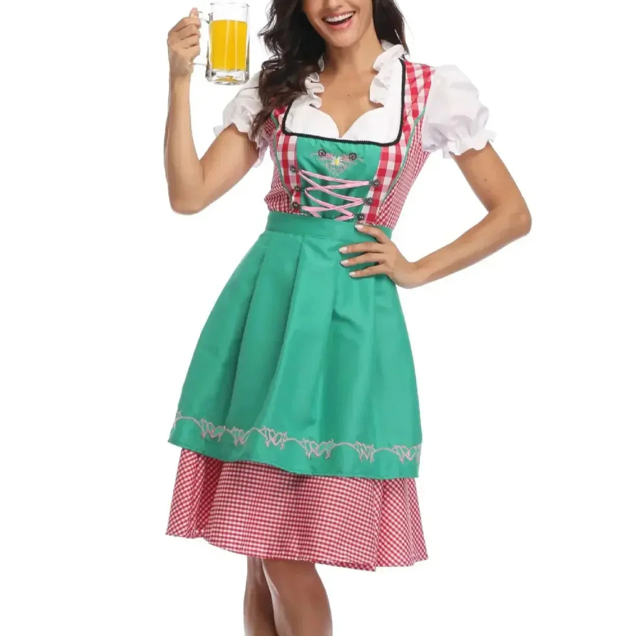 Kobiece Sukienka Dirndl na Oktoberfest - Miękki Materiał - Klasyczny Styl - Szczegółowa Tradycyjna Sukienka Festiwalowa