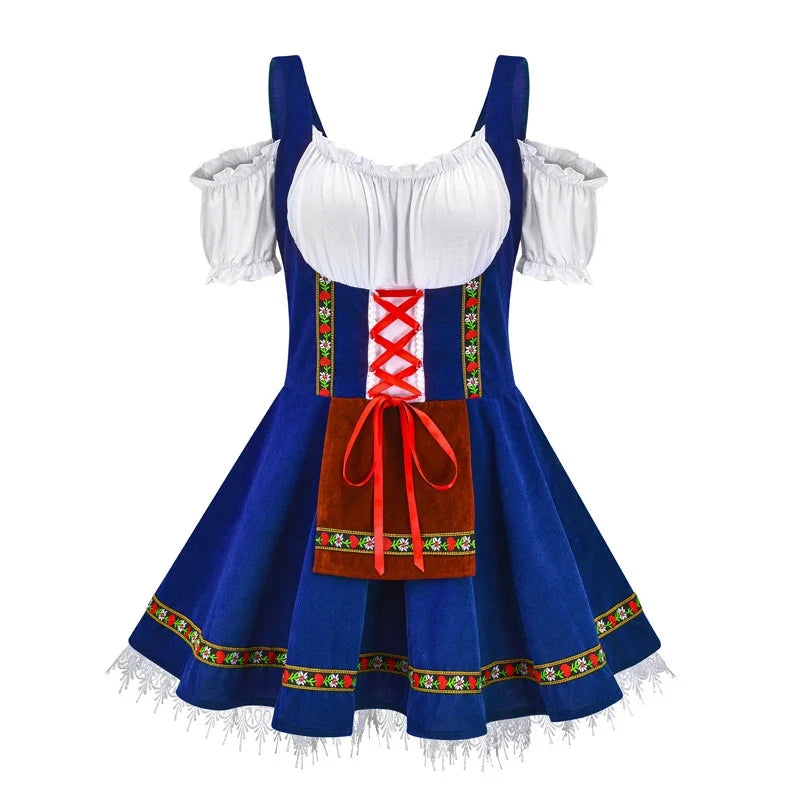 Damska Mini Dirndl Sukienka - Lekki Materiał - Elegancka Moda Trachten na Oktoberfest