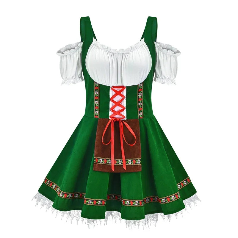 Damska Mini Dirndl Sukienka - Lekki Materiał - Elegancka Moda Trachten na Oktoberfest
