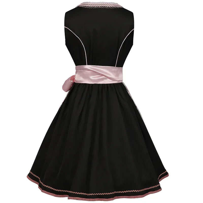Sukienka Dirndl - Lekka Tkanina - Elegancki Róż - Idealna na Oktoberfest