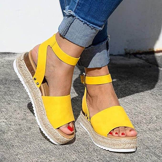 Damskie Espadryle Sandały - Koturnie z Paskiem Livia