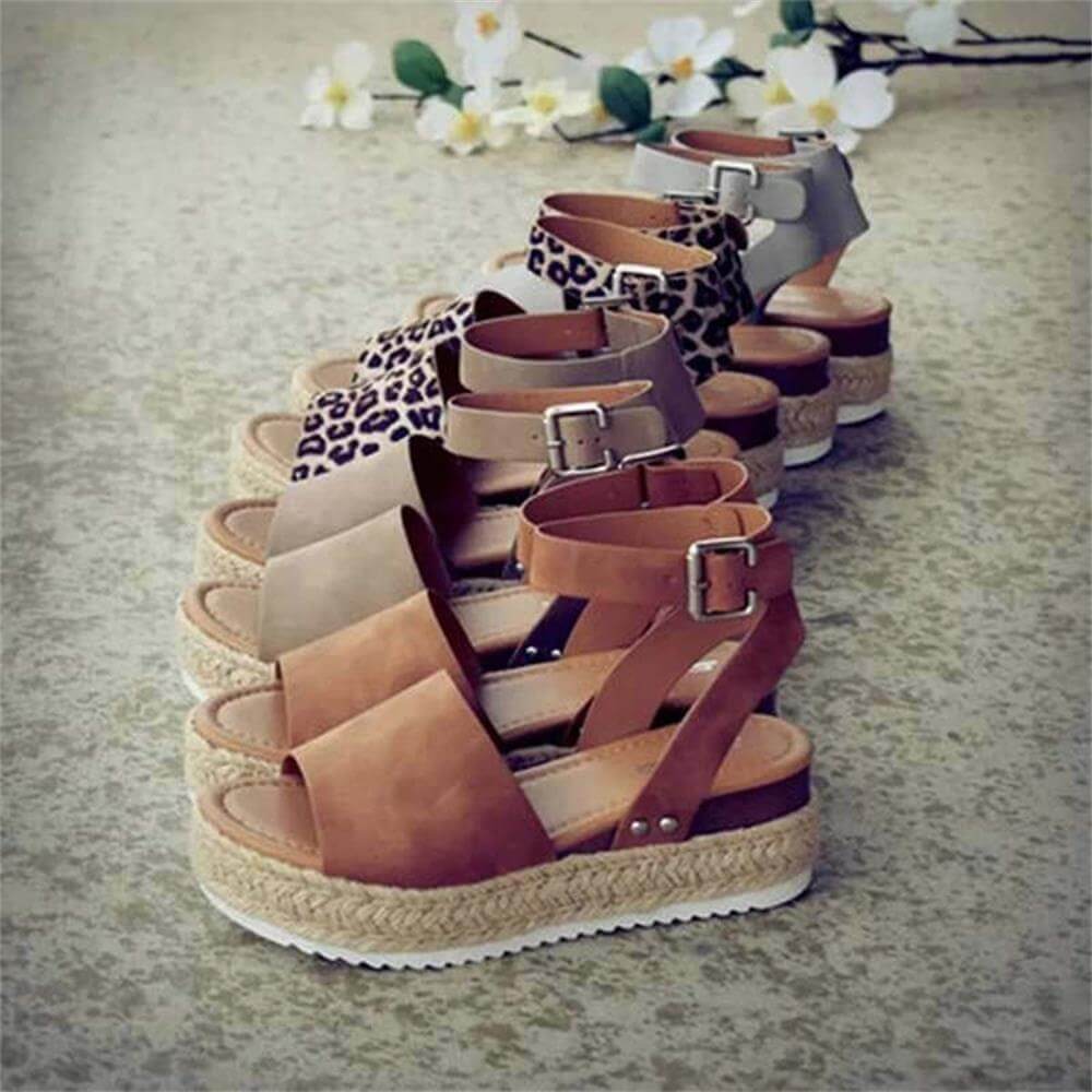 Damskie Espadryle Sandały - Koturnie z Paskiem Livia