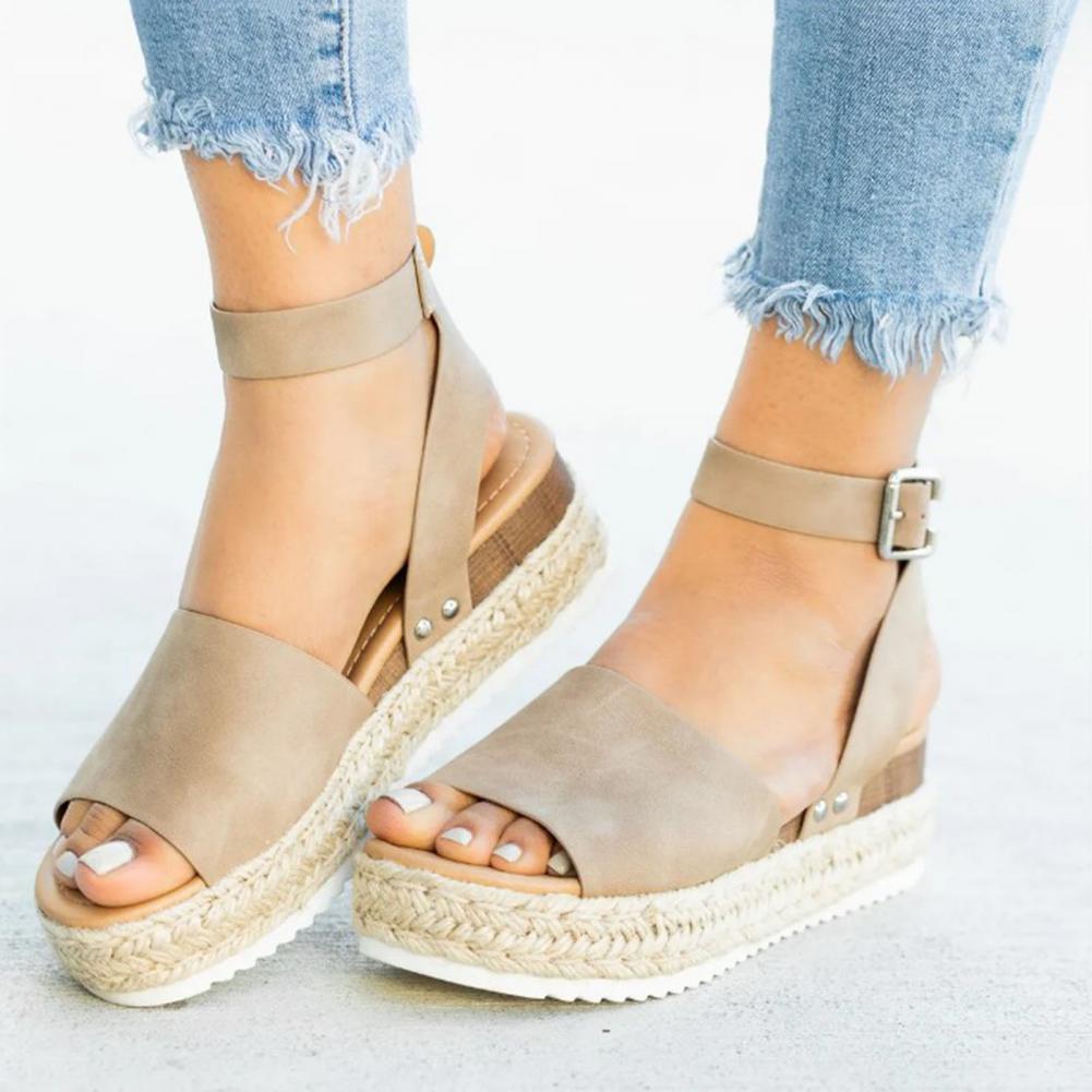 Damskie Espadryle Sandały - Koturnie z Paskiem Livia