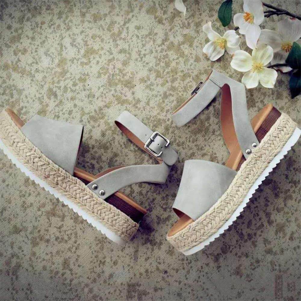 Damskie Espadryle Sandały - Koturnie z Paskiem Livia