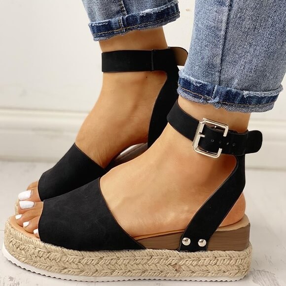 Damskie Espadryle Sandały - Koturnie z Paskiem Livia