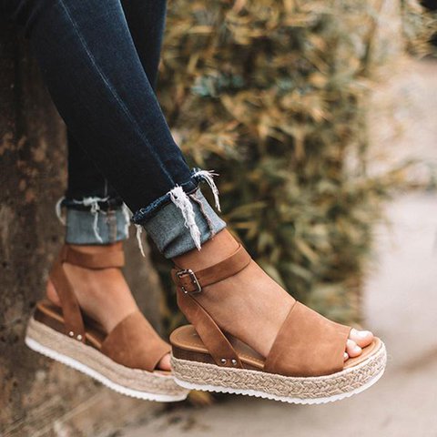Damskie Espadryle Sandały - Koturnie z Paskiem Livia