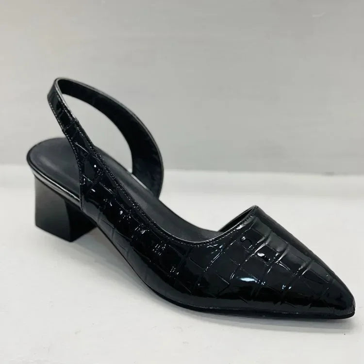 Czółenka Wintage Pointed Slingback - Blokowy obcas