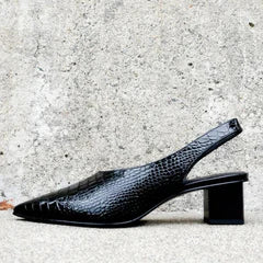 Czółenka Wintage Pointed Slingback - Blokowy obcas